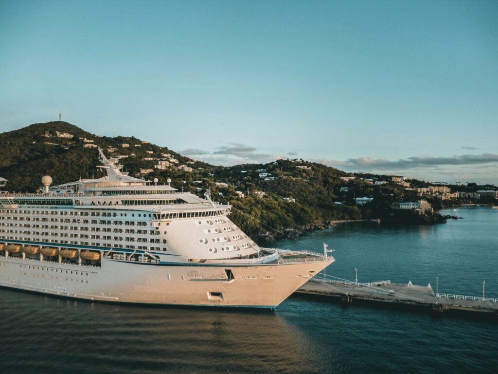 Image of Cruise Ship Docked at an Island